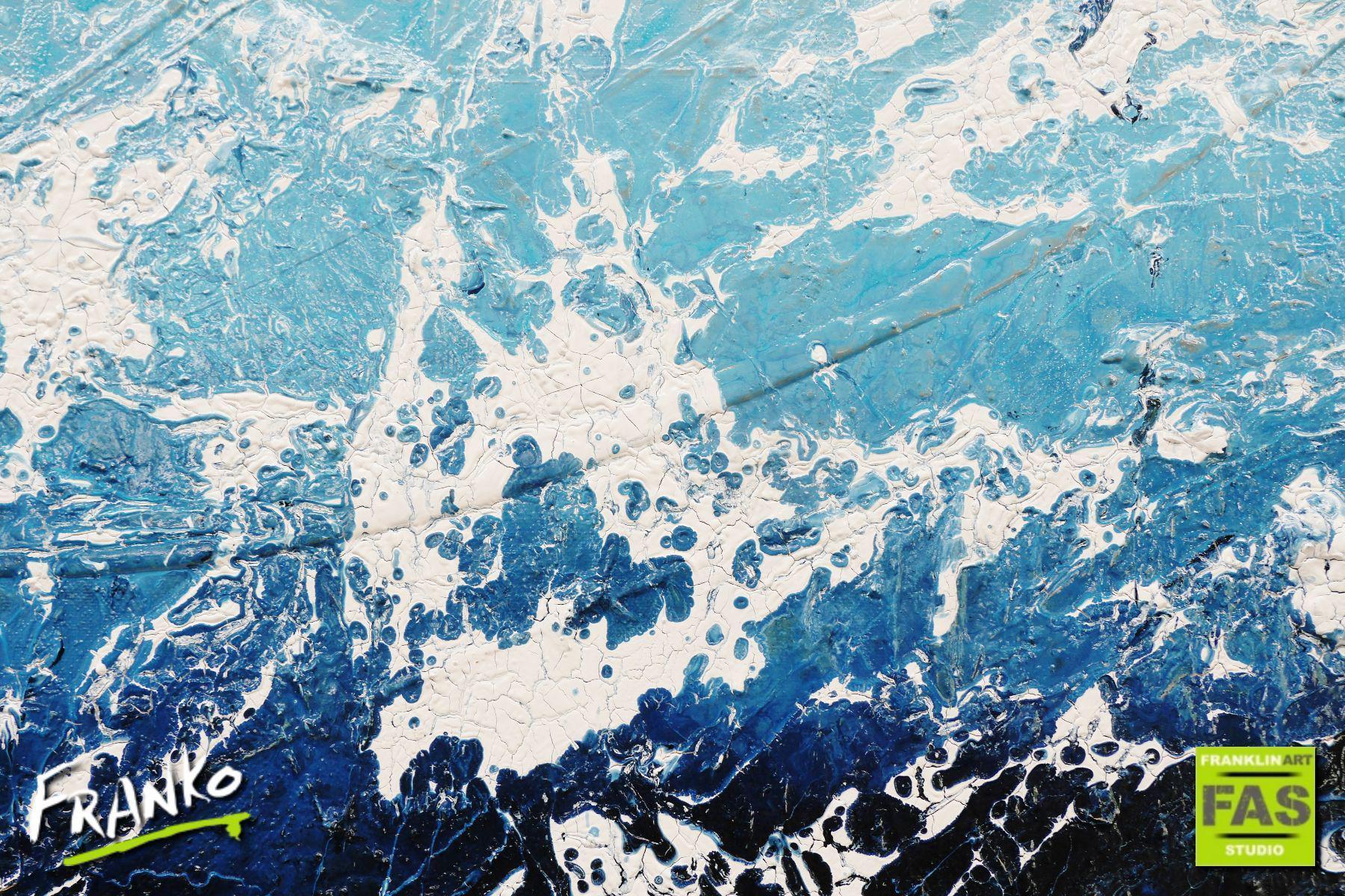 Back Wash 100cm x 100cm Blue Abstract Painting (SOLD)