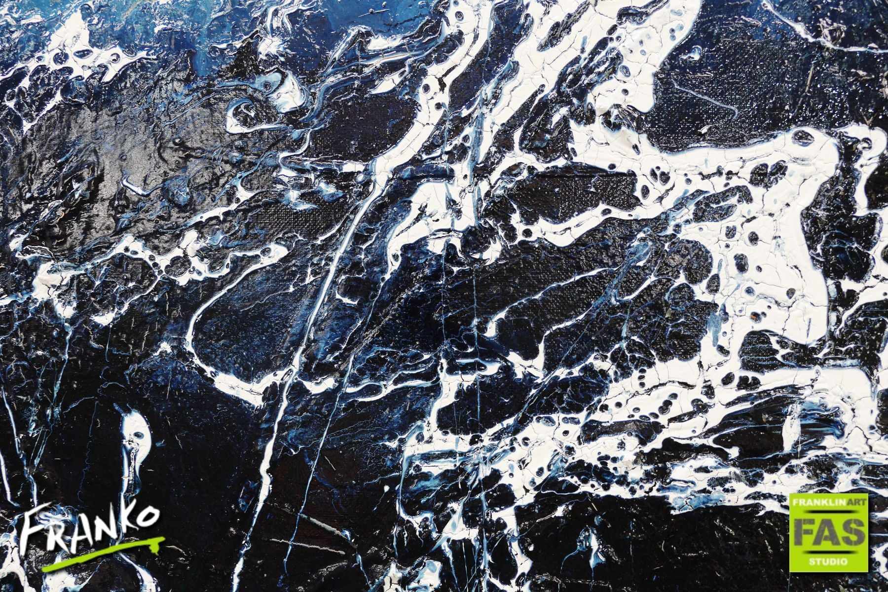 Back Wash 100cm x 100cm Blue Abstract Painting (SOLD)-Abstract-[Franko]-[Artist]-[Australia]-[Painting]-Franklin Art Studio