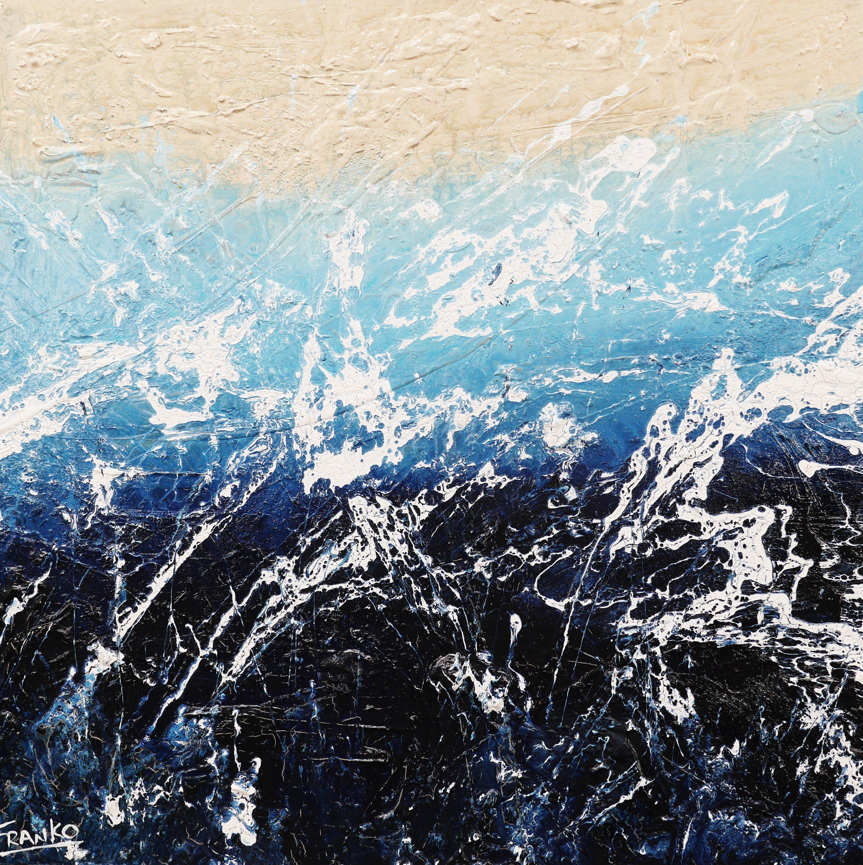 Back Wash 100cm x 100cm Blue Abstract Painting (SOLD)-Abstract-[Franko_Artist]-[Australian_artist]-[Gold_Coast]-[Brisbane]-[modern]-[contemporary]-[original]-[Large_artwork]-Franklin Art Studio