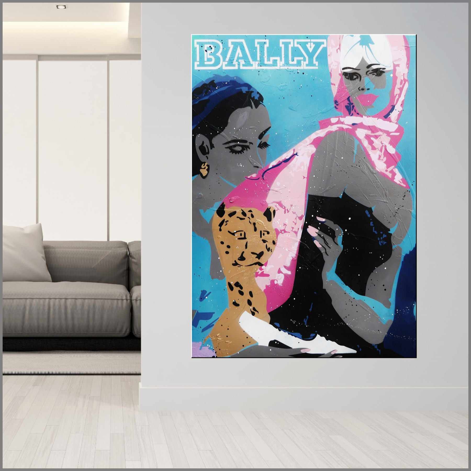 Bally - Cheetah 140cm x 100cm Villemot Bally Textured Urban Pop Art Painting-urban pop-[Franko_Artist]-[Australian_artist]-[Gold_Coast]-[Brisbane]-[modern]-[contemporary]-[original]-[Large_artwork]-[The_Block]-[Dream_Homes]-[ideas]-[Grand_Designs]-[Art_Lover]-Franklin Art Studio