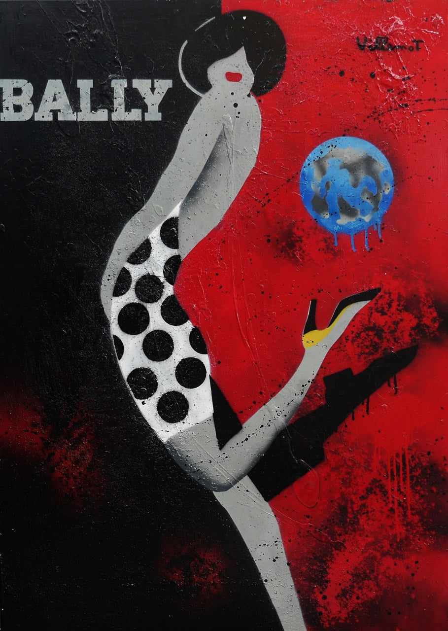 Bally - She's Got Legs 140cm x 100cm Bally Textured Urban Pop Art Painting-urban pop-[Franko_Artist]-[Australian_artist]-[Gold_Coast]-[Brisbane]-[modern]-[contemporary]-[original]-[Large_artwork]-Franklin Art Studio