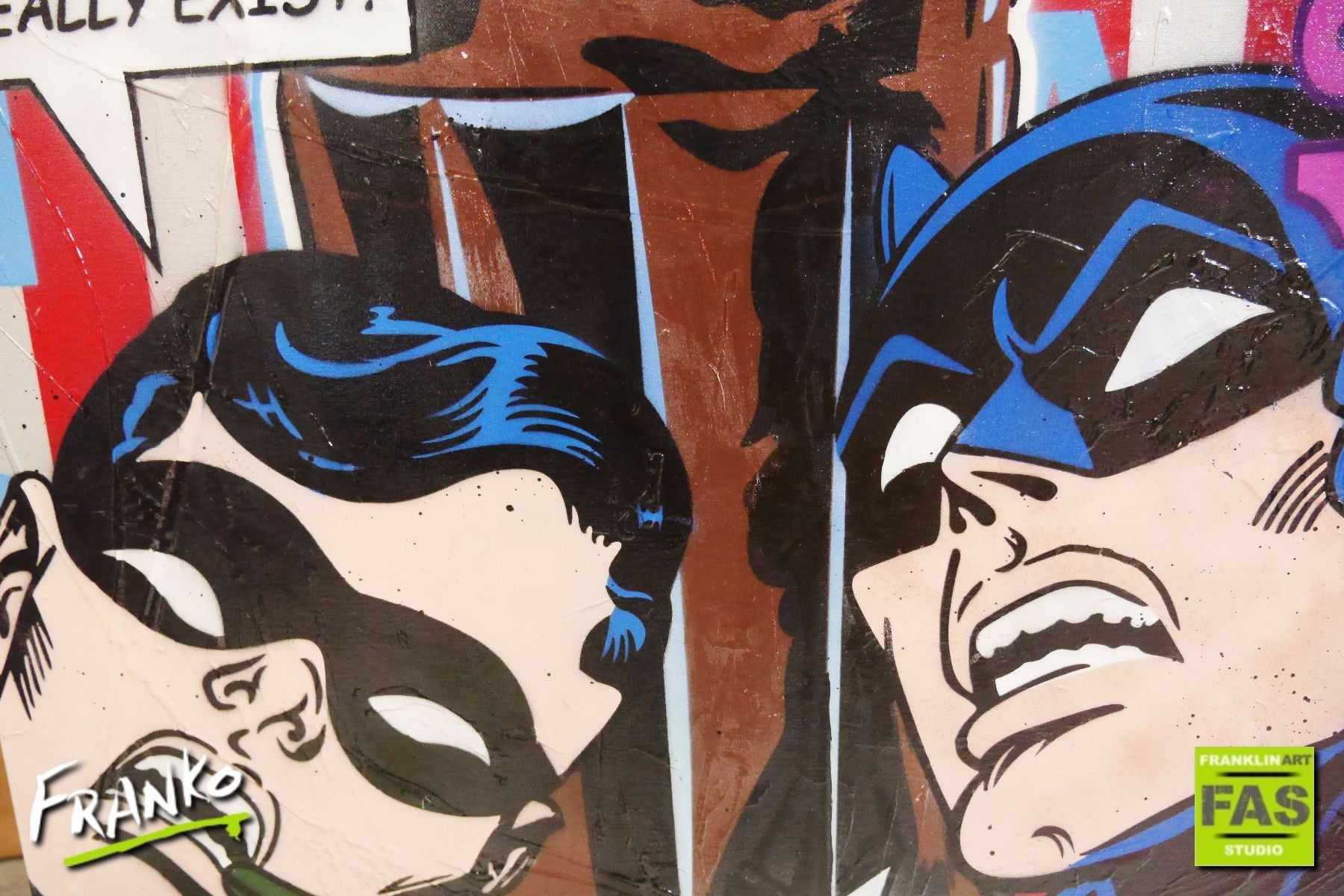 Batman, Robin, Girl 200cm x 80cm Batman & Robin Pop Art Painting (SOLD)