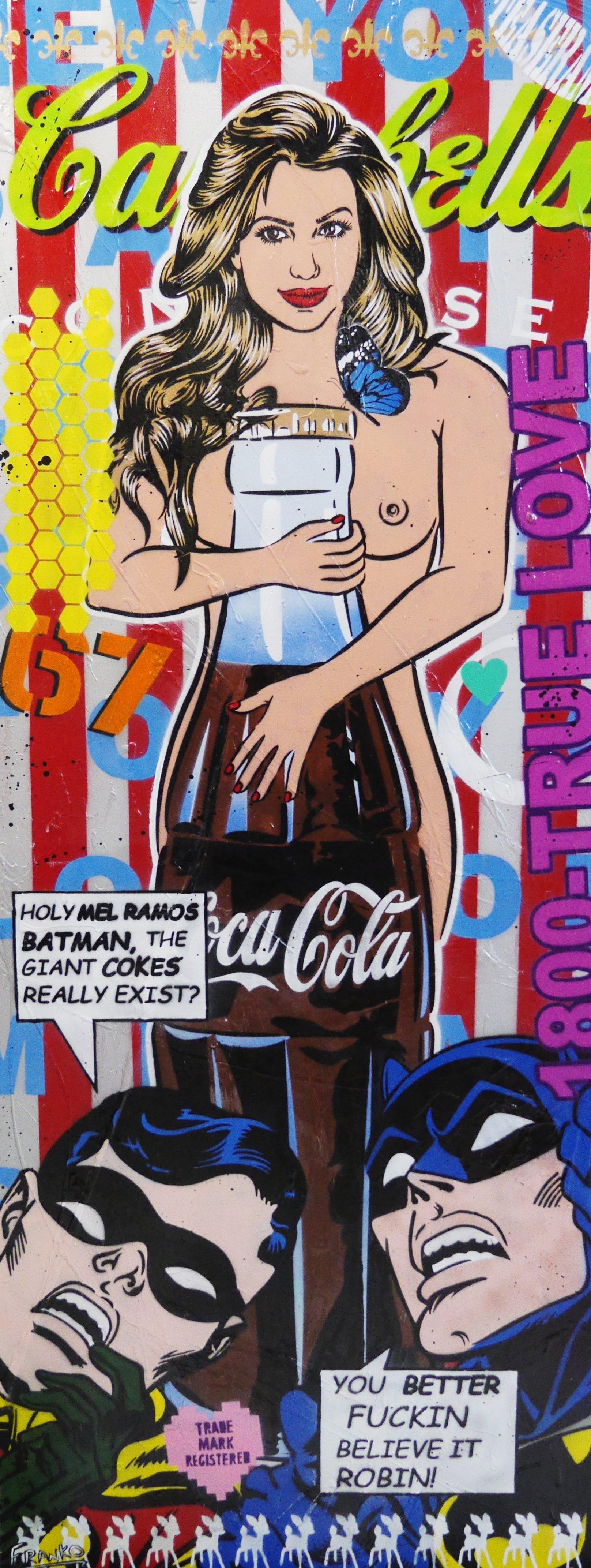 Batman, Robin, Girl 200cm x 80cm Batman & Robin Pop Art Painting (SOLD)-urban pop-[Franko_Artist]-[Australian_artist]-[Gold_Coast]-[Brisbane]-[modern]-[contemporary]-[original]-[Large_artwork]-Franklin Art Studio