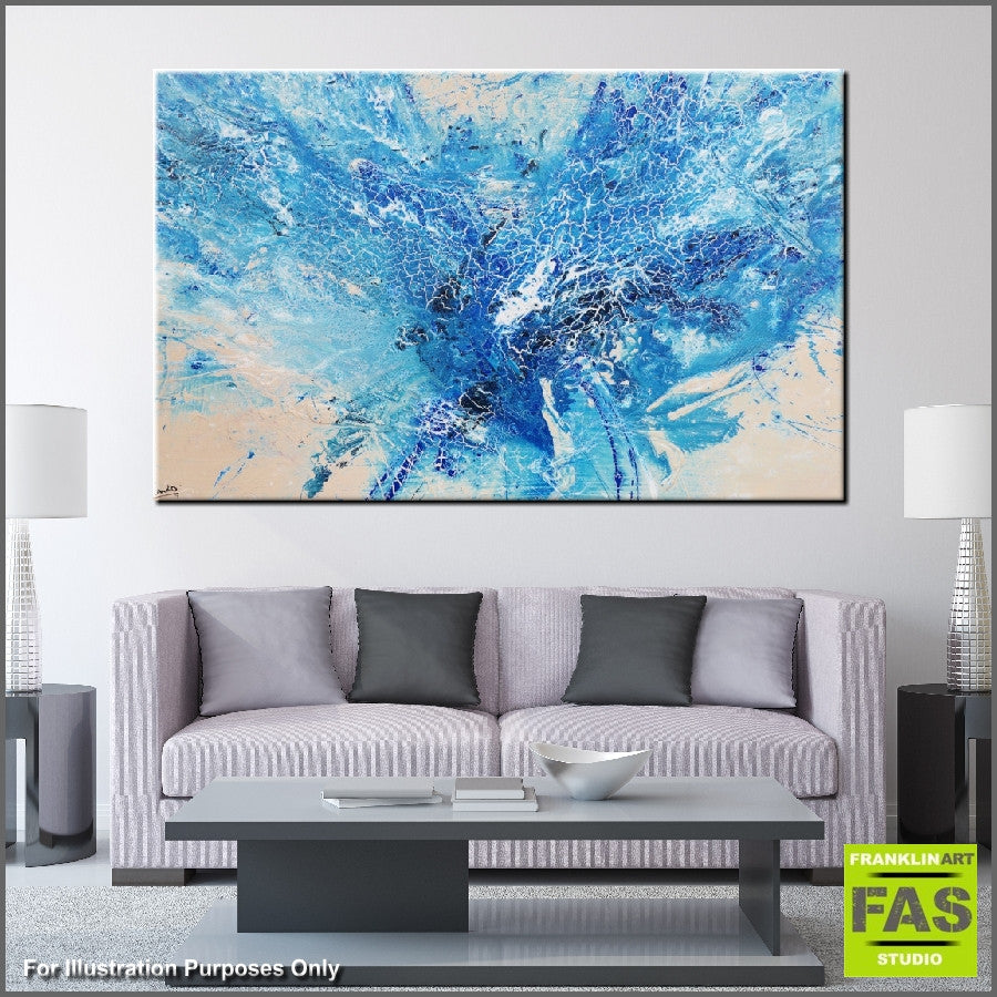 Be Inspired! Abstract Blue cream Splash (SOLD)-Abstract-[Franko_Artist]-[The_Block]-[Dream_Homes]-[ideas]- [Grand_Designs]-Franklin Art Studio