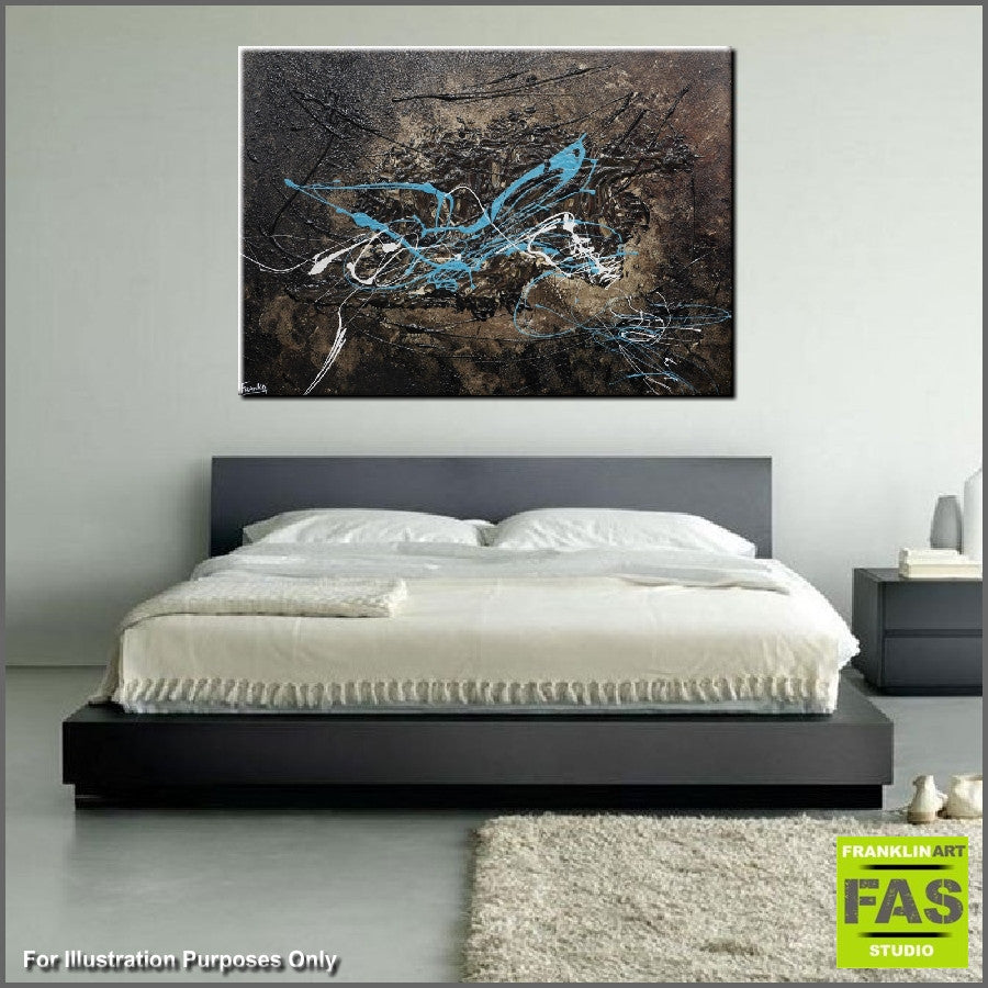 Be Inspired! Abstract Brown Teal White (SOLD)-Abstract-[Franko_Artist]-[The_Block]-[Dream_Homes]-[ideas]- [Grand_Designs]-Franklin Art Studio