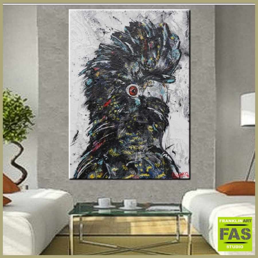 Be Inspired! Abstract Realism Black Cockatoo (SOLD)-abstract realism-[Franko_Artist]-[Australian_artist]-[Gold_Coast]-[Brisbane]-[modern]-[contemporary]-[original]-[Large_artwork]-[The_Block]-[Dream_Homes]-[ideas]-[Grand_Designs]-[Art_Lover]-Franklin Art Studio