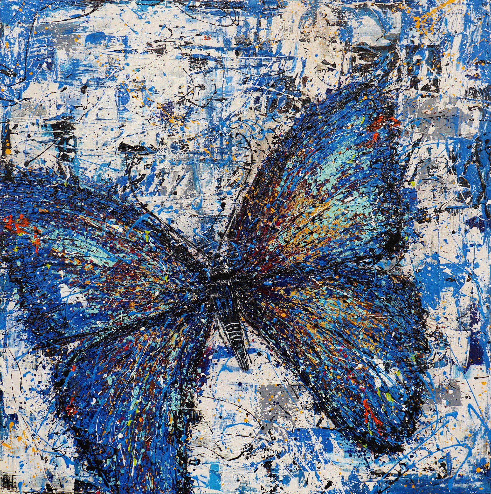 Be Inspired! Abstract Realism Blue Butterfly (SOLD)-abstract realism-[Franko_Artist]-[The_Block]-[Dream_Homes]-[ideas]- [Grand_Designs]-Franklin Art Studio