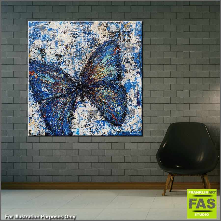 Be Inspired! Abstract Realism Blue Butterfly (SOLD)-abstract realism-[Franko_Artist]-[Australian_artist]-[Gold_Coast]-[Brisbane]-[modern]-[contemporary]-[original]-[Large_artwork]-Franklin Art Studio