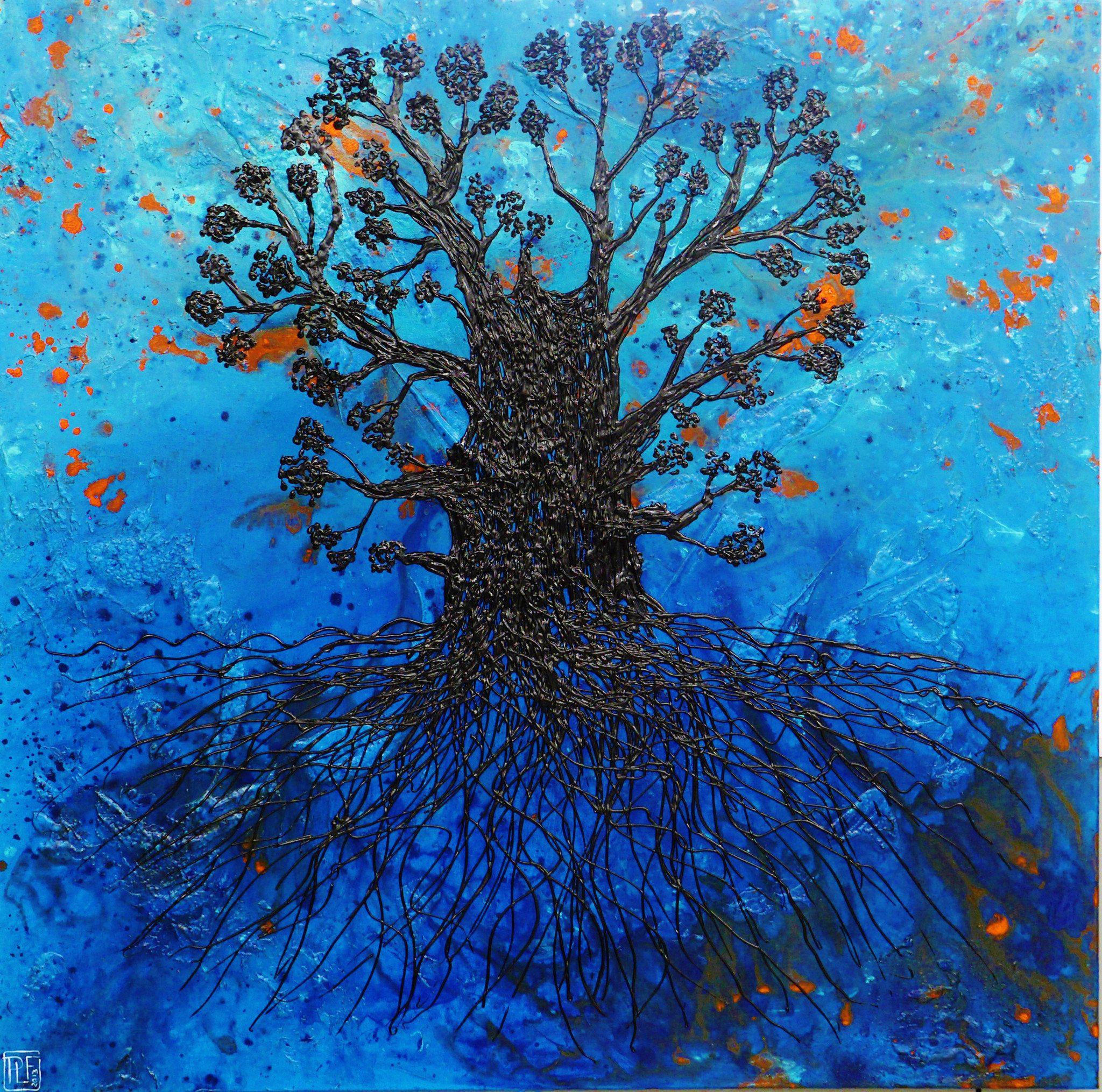 Be Inspired! Abstract Realism Blue Tree of Life (SOLD)-abstract realism-[Franko_Artist]-[Australian_artist]-[Gold_Coast]-[Brisbane]-[modern]-[contemporary]-[original]-[Large_artwork]-Franklin Art Studio