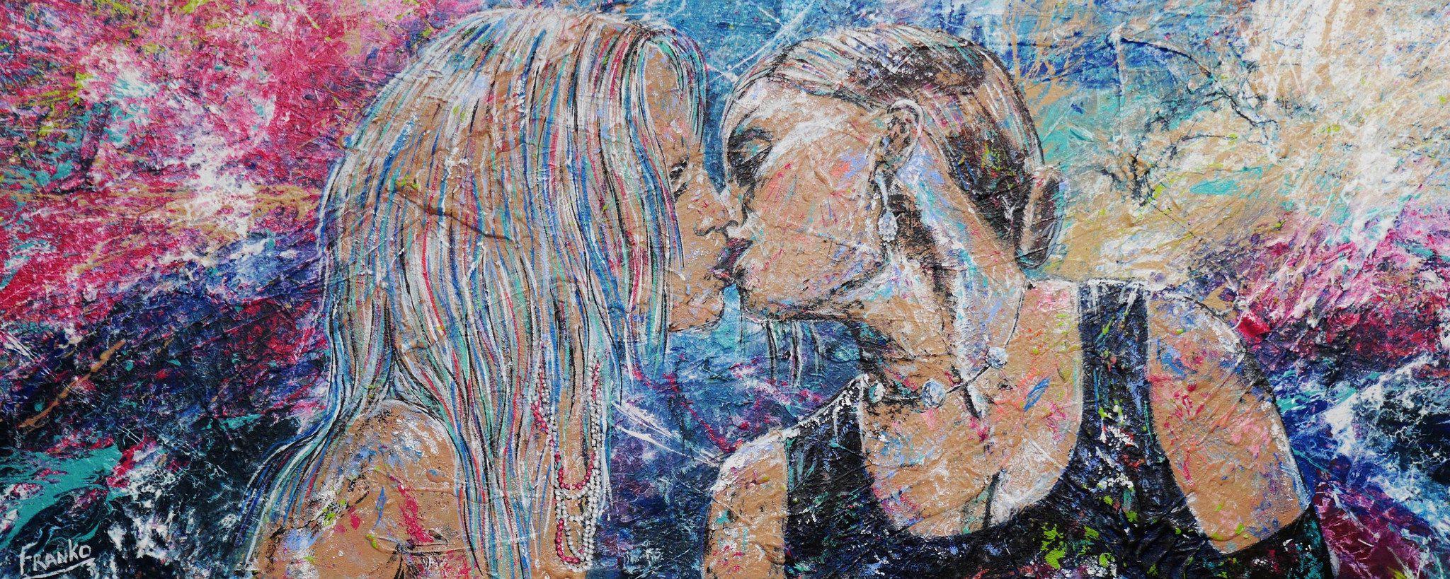 Be Inspired! Abstract Realism Britney Spears and Madonna Kiss (SOLD)-people-[Franko_Artist]-[Australian_artist]-[Gold_Coast]-[Brisbane]-[modern]-[contemporary]-[original]-[Large_artwork]-Franklin Art Studio