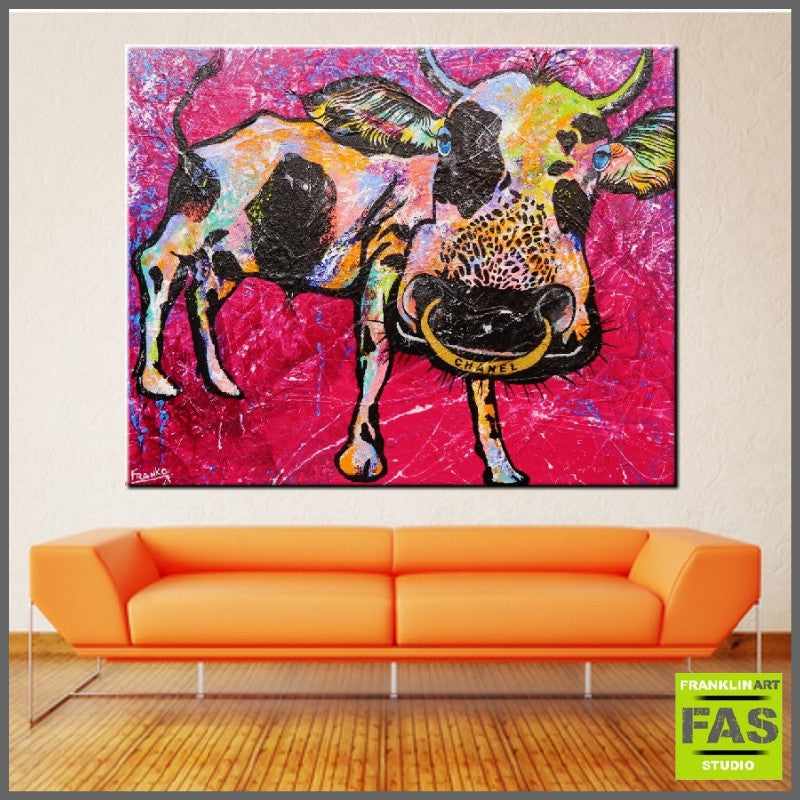 Be Inspired! Abstract Realism Cow Pink (SOLD)-abstract realism-[Franko_Artist]-[Australian_artist]-[Gold_Coast]-[Brisbane]-[modern]-[contemporary]-[original]-[Large_artwork]-[The_Block]-[Dream_Homes]-[ideas]-[Grand_Designs]-[Art_Lover]-Franklin Art Studio