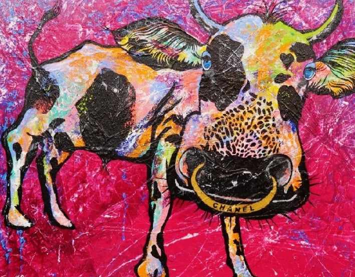 Be Inspired! Abstract Realism Cow Pink (SOLD)-abstract realism-[Franko_Artist]-[Australian_artist]-[Gold_Coast]-[Brisbane]-[modern]-[contemporary]-[original]-[Large_artwork]-Franklin Art Studio