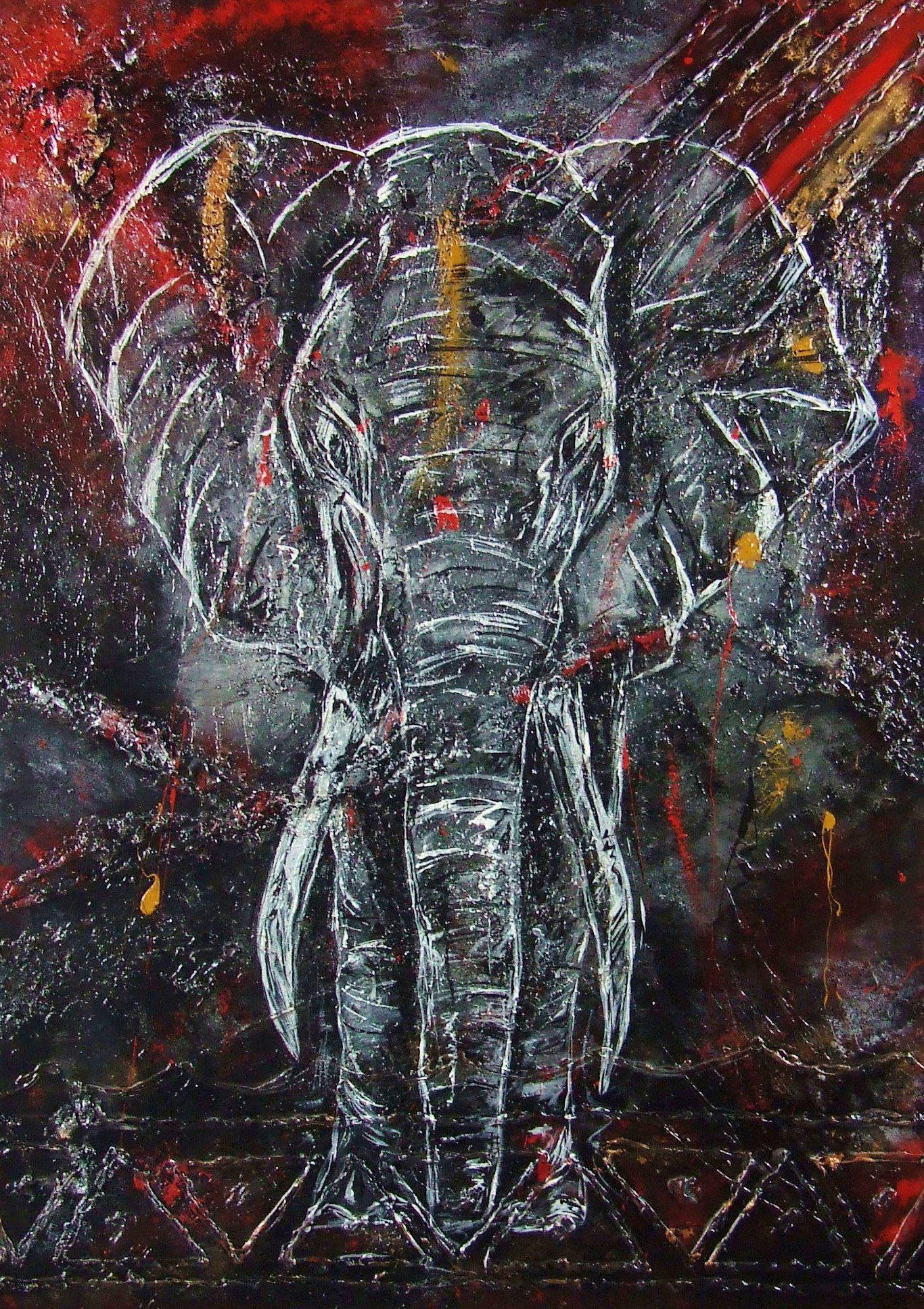 Be Inspired! Abstract Realism Elephant (SOLD)-abstract realism-[Franko_Artist]-[Australian_artist]-[Gold_Coast]-[Brisbane]-[modern]-[contemporary]-[original]-[Large_artwork]-Franklin Art Studio
