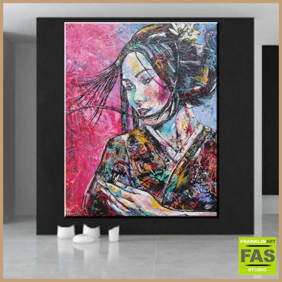 Be Inspired! Abstract Realism Geisha (SOLD)-abstract realism-[Franko_Artist]-[Australian_artist]-[Gold_Coast]-[Brisbane]-[modern]-[contemporary]-[original]-[Large_artwork]-[The_Block]-[Dream_Homes]-[ideas]-[Grand_Designs]-[Art_Lover]-Franklin Art Studio