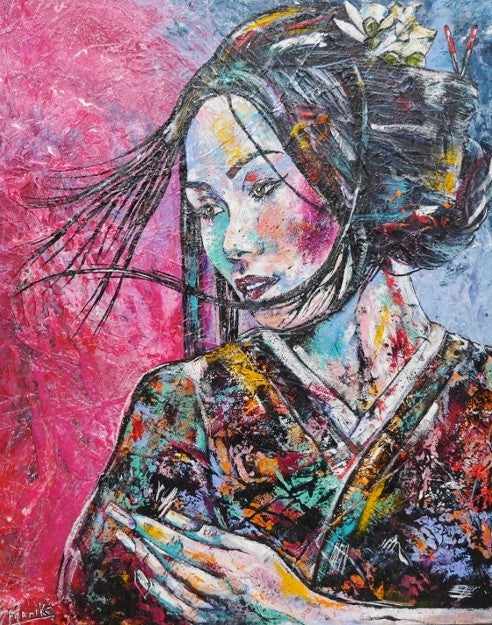 Be Inspired! Abstract Realism Geisha (SOLD)-abstract realism-[Franko_Artist]-[Australian_artist]-[Gold_Coast]-[Brisbane]-[modern]-[contemporary]-[original]-[Large_artwork]-Franklin Art Studio