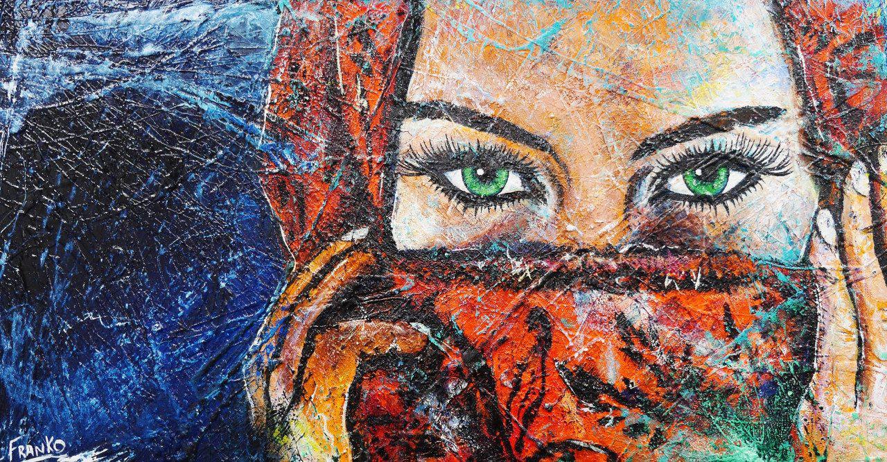 Be Inspired! Abstract Realism Green Eyes (SOLD)-abstract realism-[Franko_Artist]-[Australian_artist]-[Gold_Coast]-[Brisbane]-[modern]-[contemporary]-[original]-[Large_artwork]-Franklin Art Studio