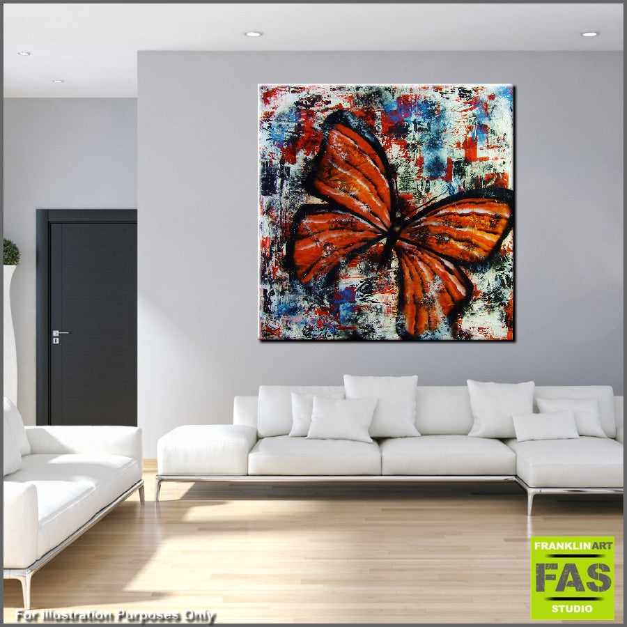 Be Inspired! Abstract Realism Orange Butterfly (SOLD)-abstract realism-[Franko_Artist]-[Australian_artist]-[Gold_Coast]-[Brisbane]-[modern]-[contemporary]-[original]-[Large_artwork]-[The_Block]-[Dream_Homes]-[ideas]-[Grand_Designs]-[Art_Lover]-Franklin Art Studio