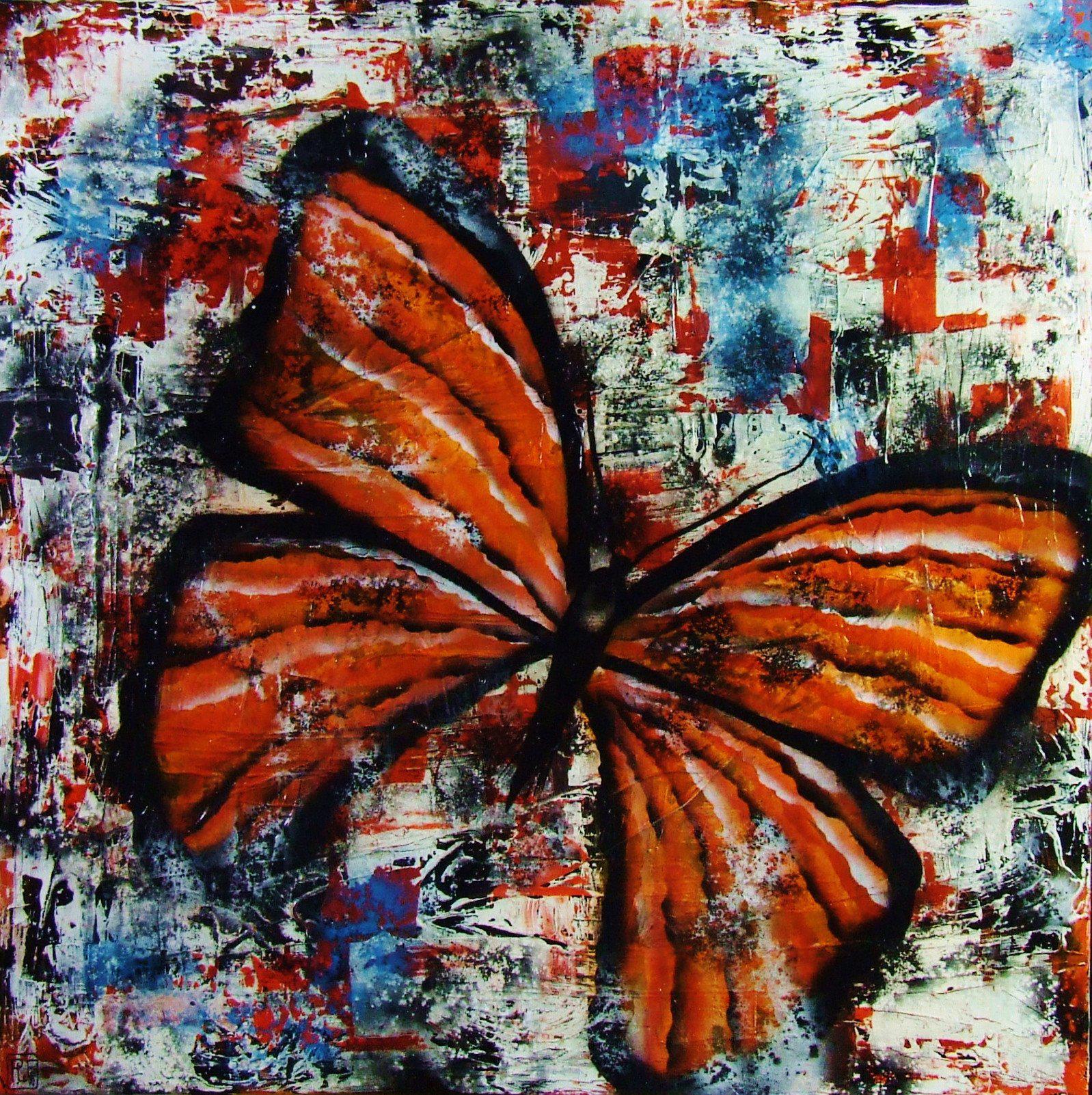 Be Inspired! Abstract Realism Orange Butterfly (SOLD)-abstract realism-[Franko_Artist]-[Australian_artist]-[Gold_Coast]-[Brisbane]-[modern]-[contemporary]-[original]-[Large_artwork]-Franklin Art Studio