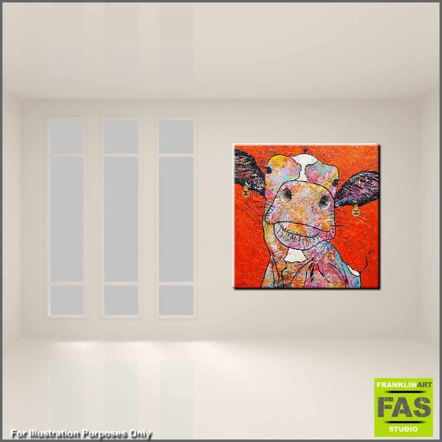 Be Inspired! Abstract Realism Orange Cow (SOLD)-abstract realism-[Franko_Artist]-[The_Block]-[Dream_Homes]-[ideas]- [Grand_Designs]-Franklin Art Studio