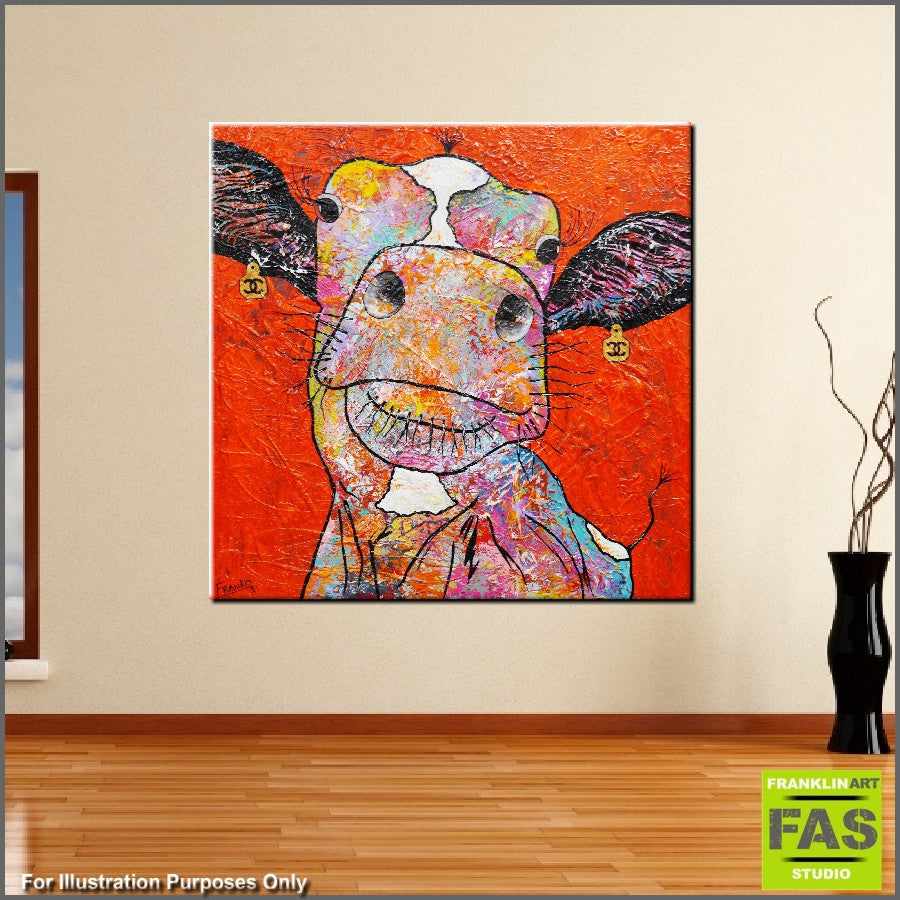Be Inspired! Abstract Realism Orange Cow (SOLD)-abstract realism-[Franko_Artist]-[Australian_artist]-[Gold_Coast]-[Brisbane]-[modern]-[contemporary]-[original]-[Large_artwork]-[The_Block]-[Dream_Homes]-[ideas]-[Grand_Designs]-[Art_Lover]-Franklin Art Studio