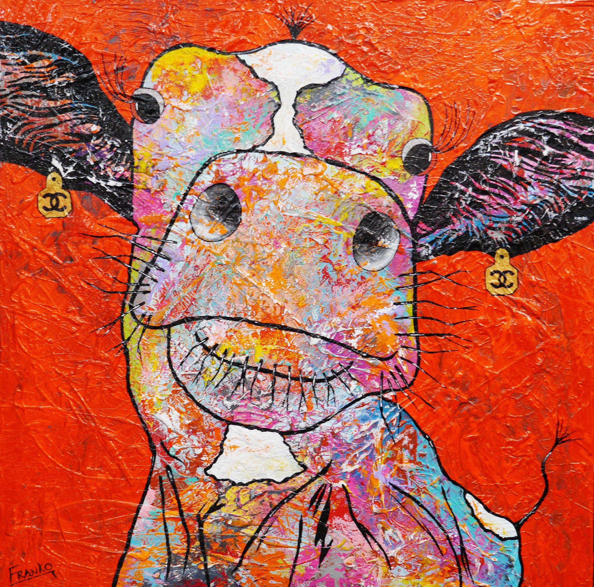Be Inspired! Abstract Realism Orange Cow (SOLD)-abstract realism-[Franko_Artist]-[Australian_artist]-[Gold_Coast]-[Brisbane]-[modern]-[contemporary]-[original]-[Large_artwork]-Franklin Art Studio