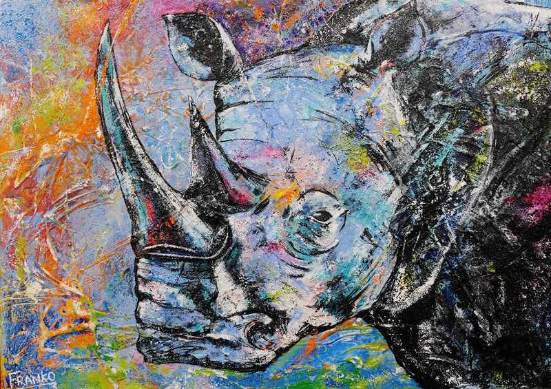 Be Inspired! Abstract Realism Rhino (SOLD)-Animals-[Franko_Artist]-[Australian_artist]-[Gold_Coast]-[Brisbane]-[modern]-[contemporary]-[original]-[Large_artwork]-Franklin Art Studio