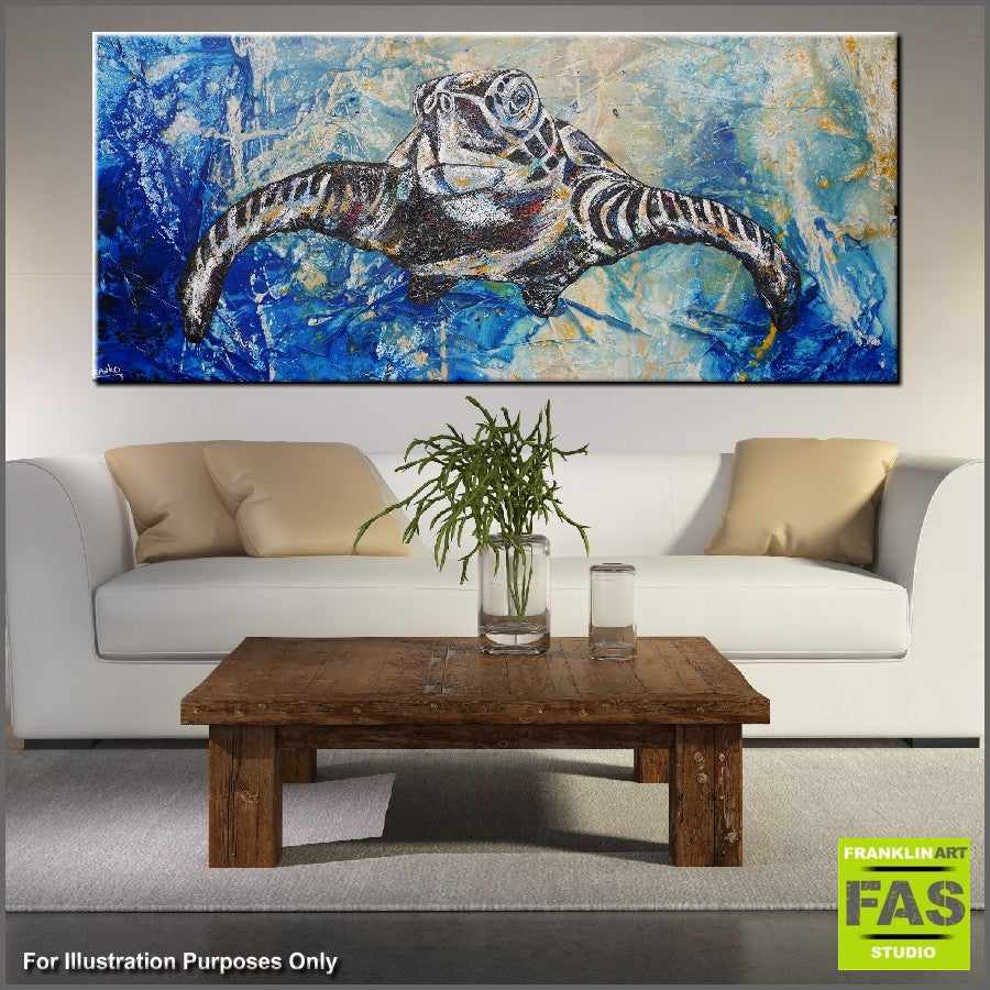 Be Inspired! Abstract Realism Sea Turtle (SOLD)-abstract realism-[Franko_Artist]-[Australian_artist]-[Gold_Coast]-[Brisbane]-[modern]-[contemporary]-[original]-[Large_artwork]-[The_Block]-[Dream_Homes]-[ideas]-[Grand_Designs]-[Art_Lover]-Franklin Art Studio