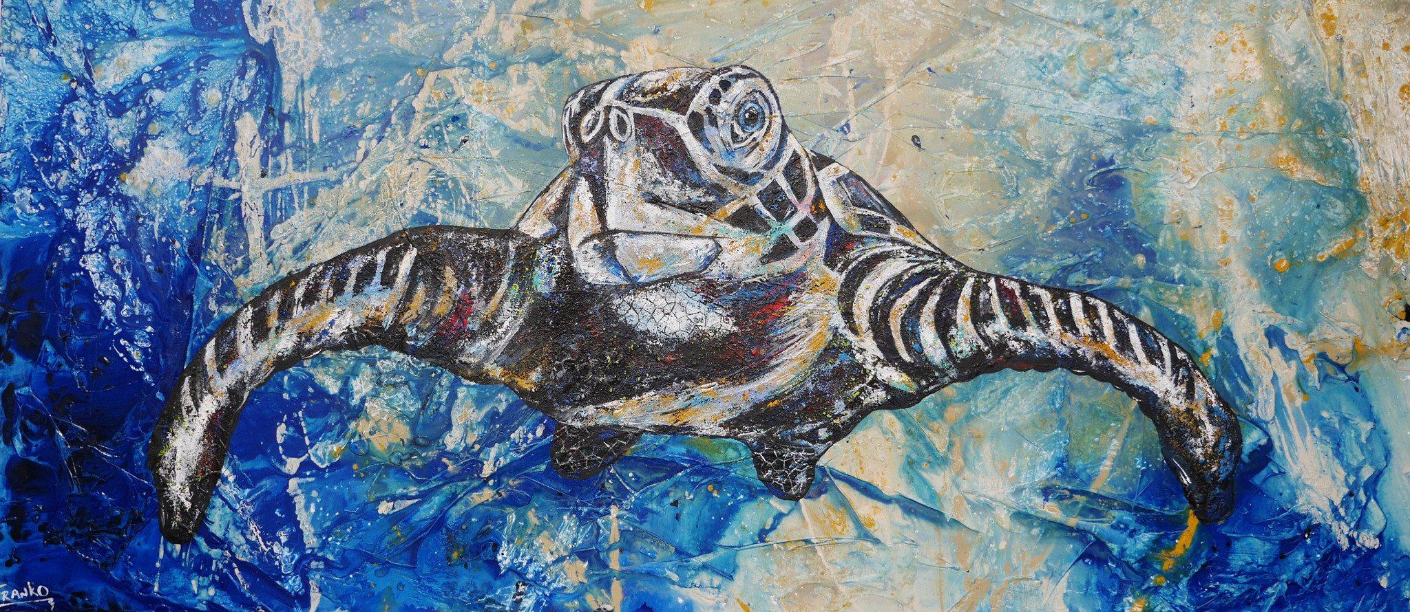 Be Inspired! Abstract Realism Sea Turtle (SOLD)-abstract realism-[Franko_Artist]-[Australian_artist]-[Gold_Coast]-[Brisbane]-[modern]-[contemporary]-[original]-[Large_artwork]-Franklin Art Studio