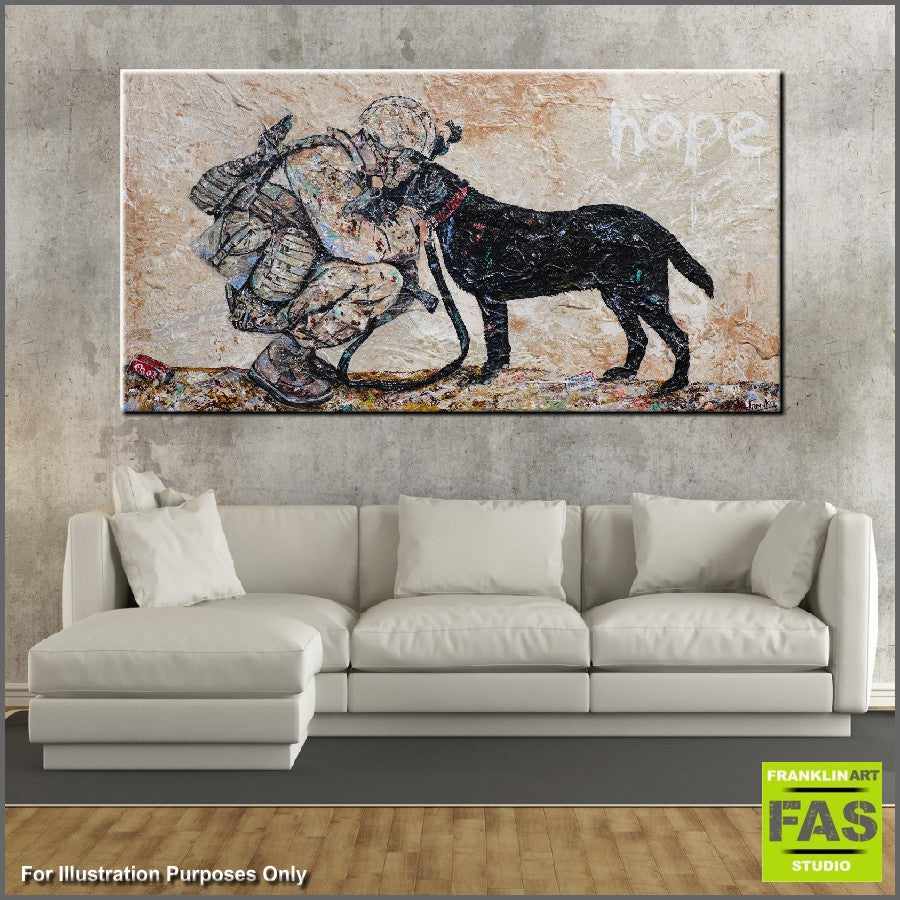 Be Inspired! Abstract Realism Soldier and Dog (SOLD)-abstract realism-[Franko_Artist]-[Australian_artist]-[Gold_Coast]-[Brisbane]-[modern]-[contemporary]-[original]-[Large_artwork]-[The_Block]-[Dream_Homes]-[ideas]-[Grand_Designs]-[Art_Lover]-Franklin Art Studio