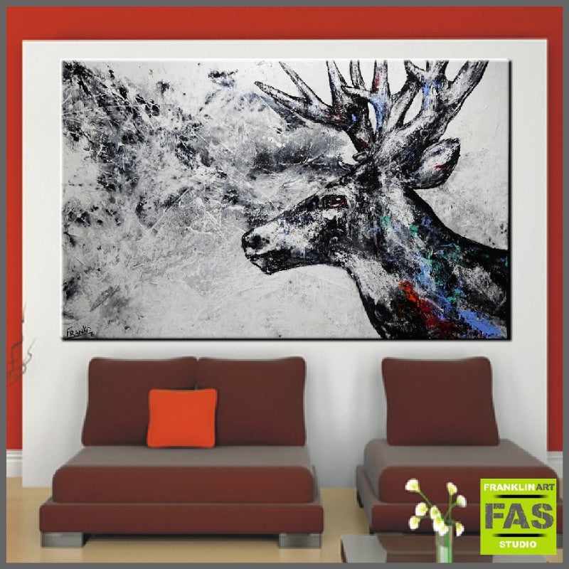 Be Inspired! Abstract Realism Stag Grey (SOLD)-abstract realism-[Franko_Artist]-[Australian_artist]-[Gold_Coast]-[Brisbane]-[modern]-[contemporary]-[original]-[Large_artwork]-[The_Block]-[Dream_Homes]-[ideas]-[Grand_Designs]-[Art_Lover]-Franklin Art Studio