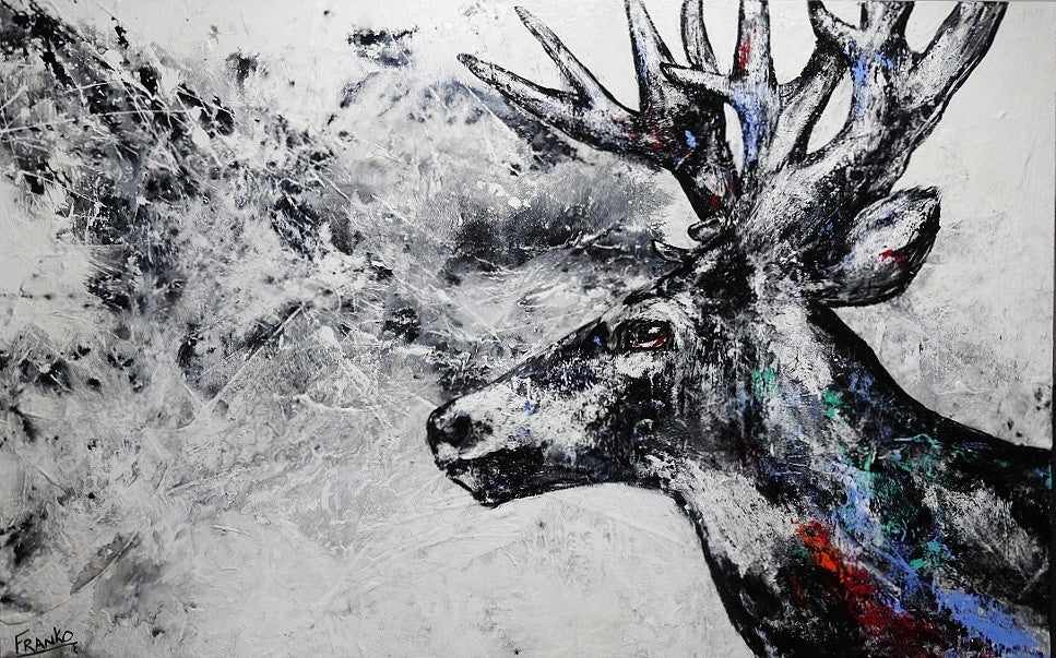 Be Inspired! Abstract Realism Stag Grey (SOLD)-abstract realism-[Franko_Artist]-[Australian_artist]-[Gold_Coast]-[Brisbane]-[modern]-[contemporary]-[original]-[Large_artwork]-Franklin Art Studio