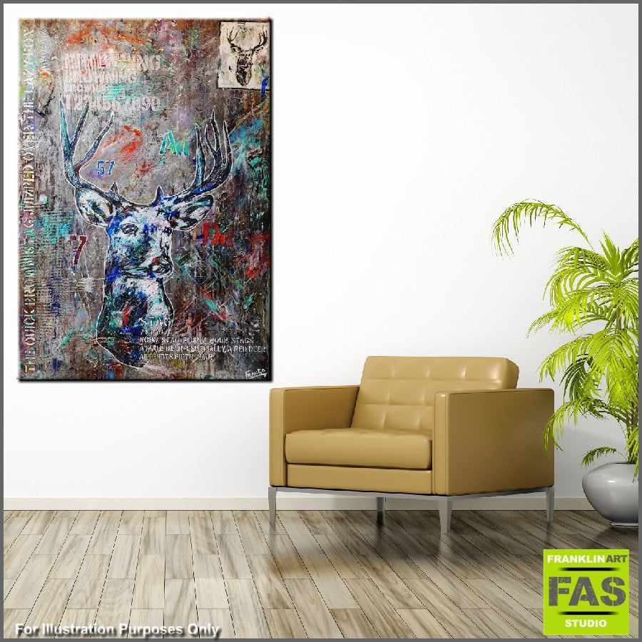 Be Inspired! Abstract Realism Stag (SOLD)-abstract realism-[Franko_Artist]-[Australian_artist]-[Gold_Coast]-[Brisbane]-[modern]-[contemporary]-[original]-[Large_artwork]-[The_Block]-[Dream_Homes]-[ideas]-[Grand_Designs]-[Art_Lover]-Franklin Art Studio
