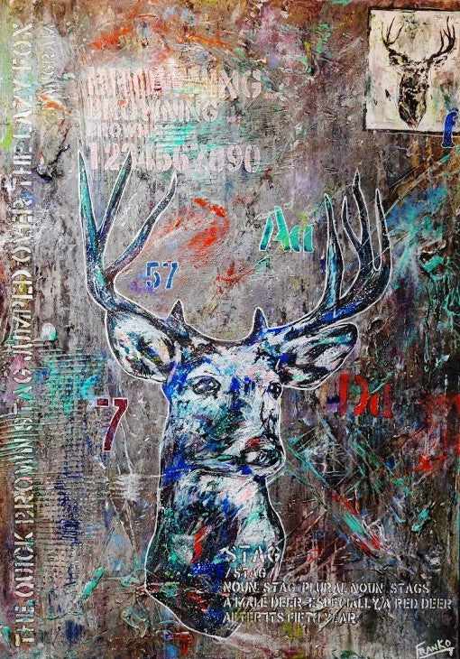 Be Inspired! Abstract Realism Stag (SOLD)-abstract realism-[Franko_Artist]-[Australian_artist]-[Gold_Coast]-[Brisbane]-[modern]-[contemporary]-[original]-[Large_artwork]-Franklin Art Studio