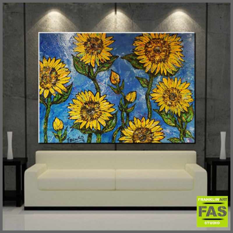 Be Inspired! Abstract Realism Sunflower (SOLD)-abstract realism-[Franko_Artist]-[Australian_artist]-[Gold_Coast]-[Brisbane]-[modern]-[contemporary]-[original]-[Large_artwork]-[The_Block]-[Dream_Homes]-[ideas]-[Grand_Designs]-[Art_Lover]-Franklin Art Studio
