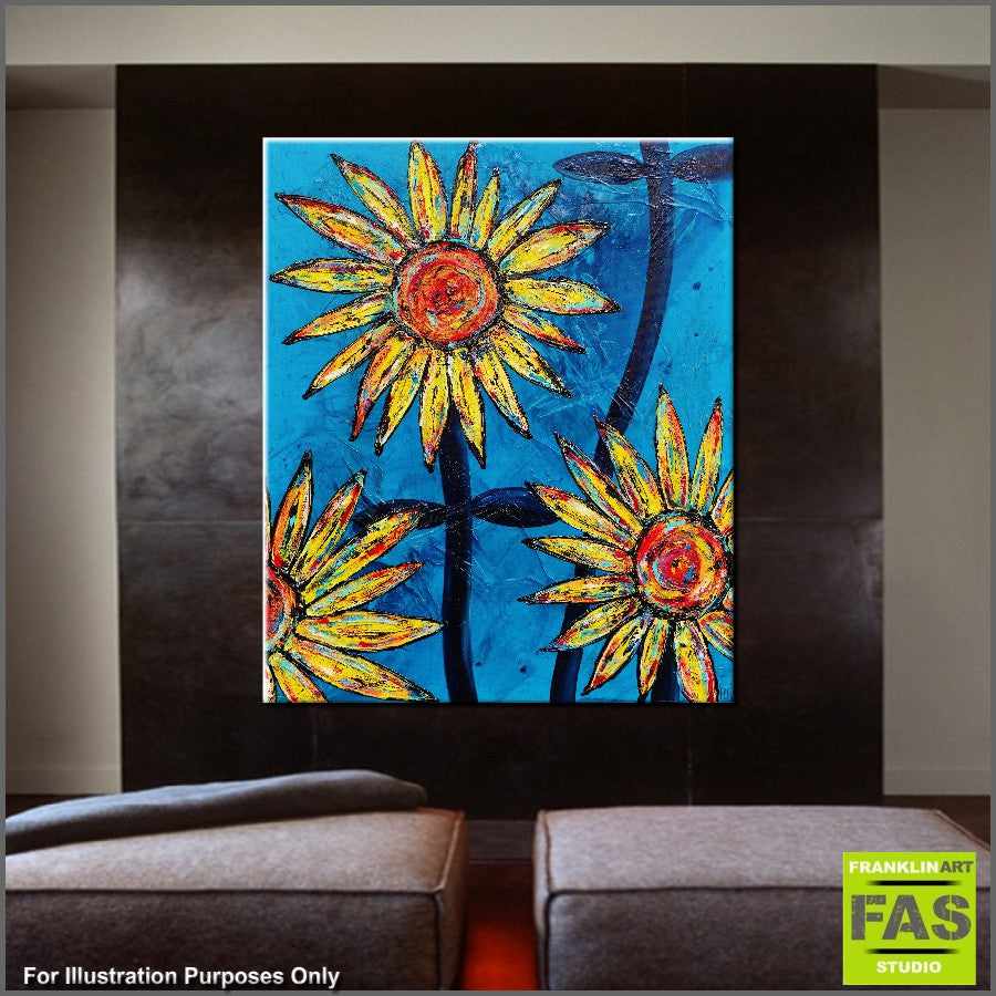 Be Inspired! Abstract Realism Sunflowers (SOLD)-abstract realism-[Franko_Artist]-[Australian_artist]-[Gold_Coast]-[Brisbane]-[modern]-[contemporary]-[original]-[Large_artwork]-[The_Block]-[Dream_Homes]-[ideas]-[Grand_Designs]-[Art_Lover]-Franklin Art Studio