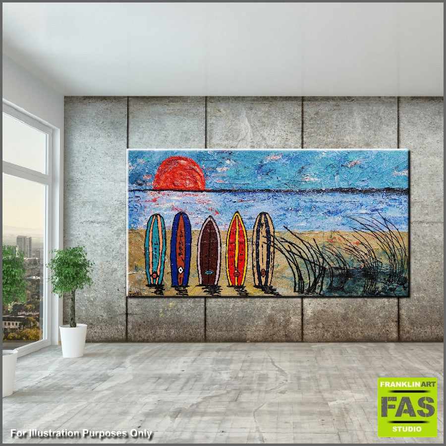 Be Inspired! Abstract Realism Surfboard Sunset (SOLD)-abstract realism-[Franko_Artist]-[The_Block]-[Dream_Homes]-[ideas]- [Grand_Designs]-Franklin Art Studio
