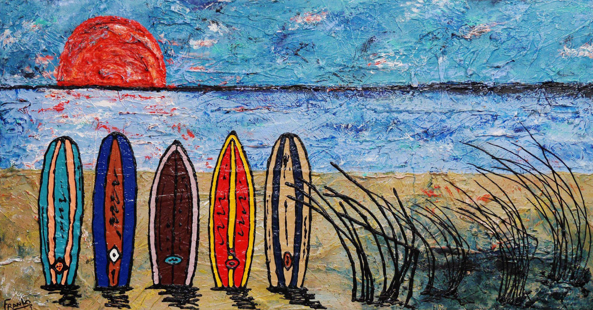 Be Inspired! Abstract Realism Surfboard Sunset (SOLD)-abstract realism-[Franko_Artist]-[Australian_artist]-[Gold_Coast]-[Brisbane]-[modern]-[contemporary]-[original]-[Large_artwork]-Franklin Art Studio