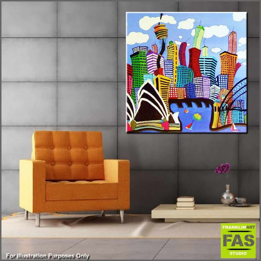 Be Inspired! Abstract Realism Sydney City (SOLD)-abstract realism-[Franko_Artist]-[The_Block]-[Dream_Homes]-[ideas]- [Grand_Designs]-Franklin Art Studio