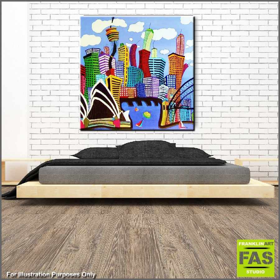 Be Inspired! Abstract Realism Sydney City (SOLD)-abstract realism-[Franko_Artist]-[Australian_artist]-[Gold_Coast]-[Brisbane]-[modern]-[contemporary]-[original]-[Large_artwork]-[The_Block]-[Dream_Homes]-[ideas]-[Grand_Designs]-[Art_Lover]-Franklin Art Studio