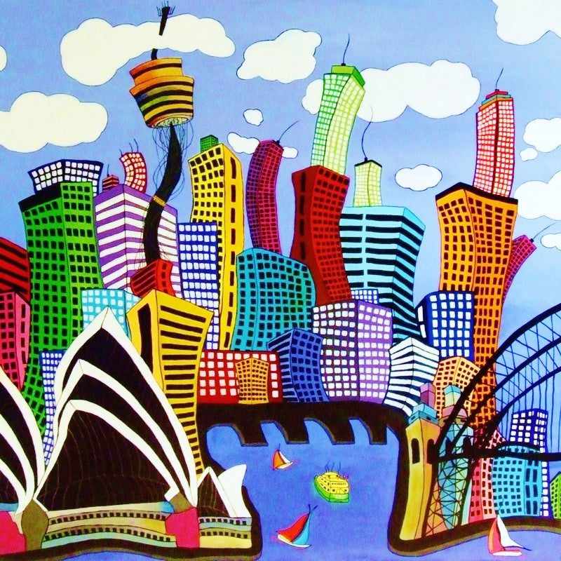 Be Inspired! Abstract Realism Sydney City (SOLD)-abstract realism-[Franko_Artist]-[Australian_artist]-[Gold_Coast]-[Brisbane]-[modern]-[contemporary]-[original]-[Large_artwork]-Franklin Art Studio