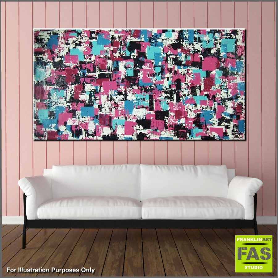 Be Inspired! Abstract Teal Pink Black White (SOLD)-Abstract-[Franko_Artist]-[The_Block]-[Dream_Homes]-[ideas]- [Grand_Designs]-Franklin Art Studio