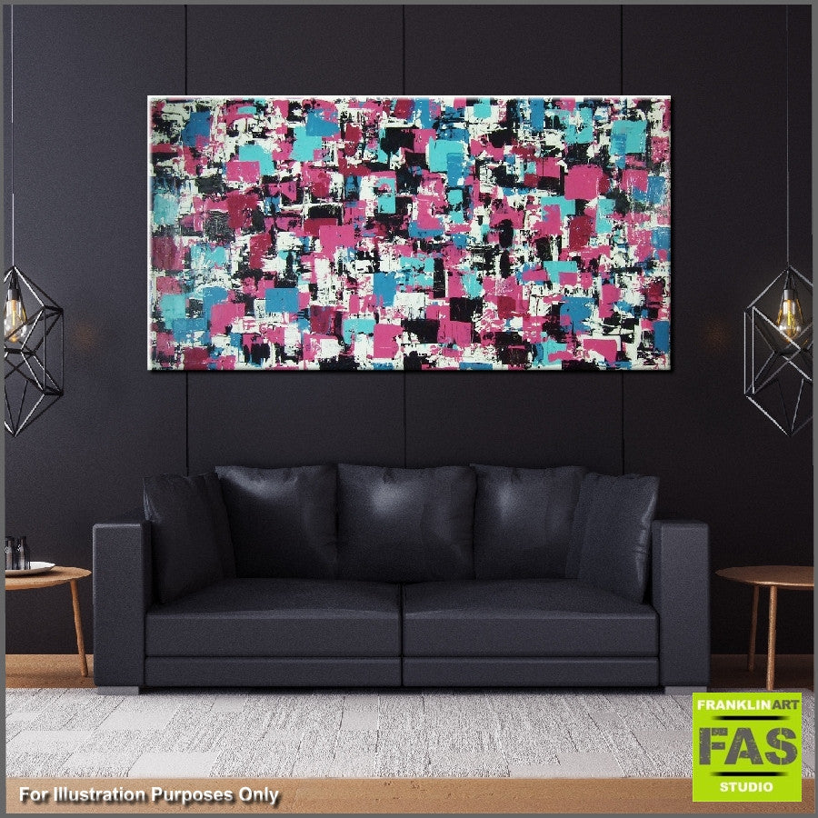Be Inspired! Abstract Teal Pink Black White (SOLD)-Abstract-[Franko_Artist]-[Australian_artist]-[Gold_Coast]-[Brisbane]-[modern]-[contemporary]-[original]-[Large_artwork]-[The_Block]-[Dream_Homes]-[ideas]-[Grand_Designs]-[Art_Lover]-Franklin Art Studio