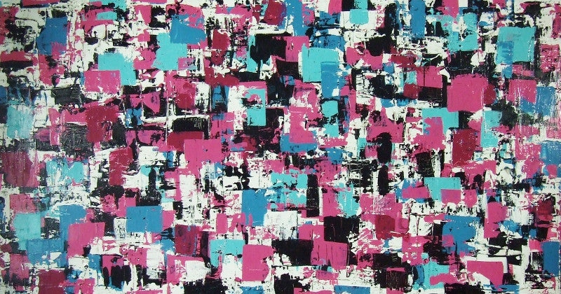 Be Inspired! Abstract Teal Pink Black White (SOLD)-Abstract-[Franko_Artist]-[Australian_artist]-[Gold_Coast]-[Brisbane]-[modern]-[contemporary]-[original]-[Large_artwork]-Franklin Art Studio