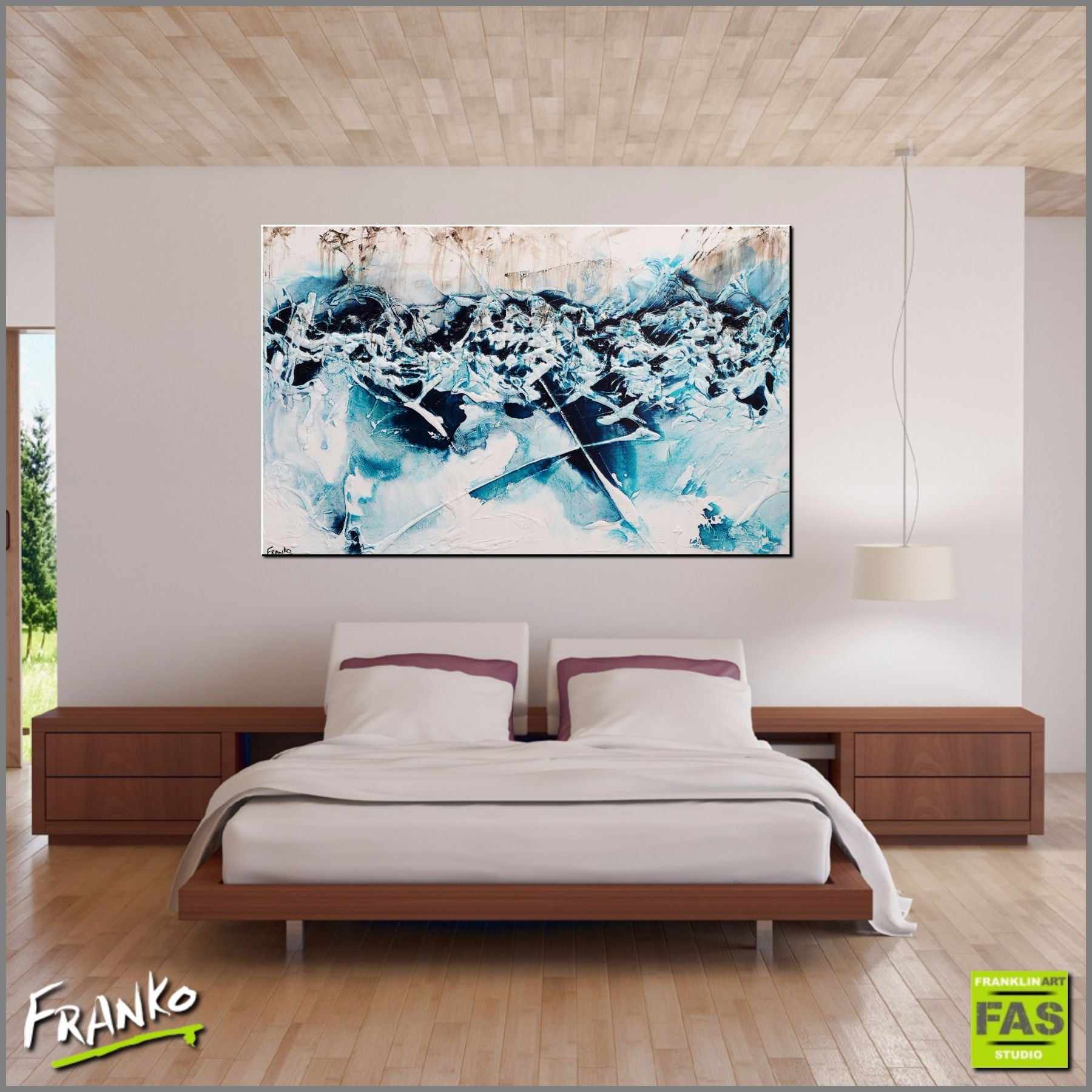 Be Inspired! Abstract Turquoise White *PURE INFUSED INK* (SOLD)-abstract-[Franko_Artist]-[Australian_artist]-[Gold_Coast]-[Brisbane]-[modern]-[contemporary]-[original]-[Large_artwork]-[The_Block]-[Dream_Homes]-[ideas]-[Grand_Designs]-[Art_Lover]-Franklin Art Studio