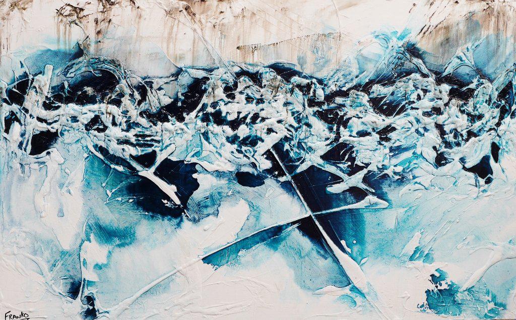 Be Inspired! Abstract Turquoise White *PURE INFUSED INK* (SOLD)-abstract-[Franko_Artist]-[Australian_artist]-[Gold_Coast]-[Brisbane]-[modern]-[contemporary]-[original]-[Large_artwork]-Franklin Art Studio