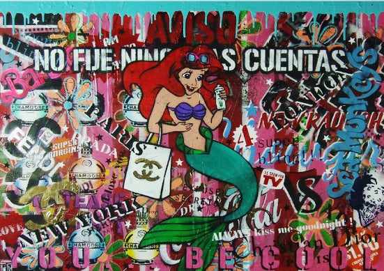 Be Inspired! Ariel Shopping Fashion Urban pop (SOLD)-urban pop-[Franko_Artist]-[Australian_artist]-[Gold_Coast]-[Brisbane]-[modern]-[contemporary]-[original]-[Large_artwork]-Franklin Art Studio