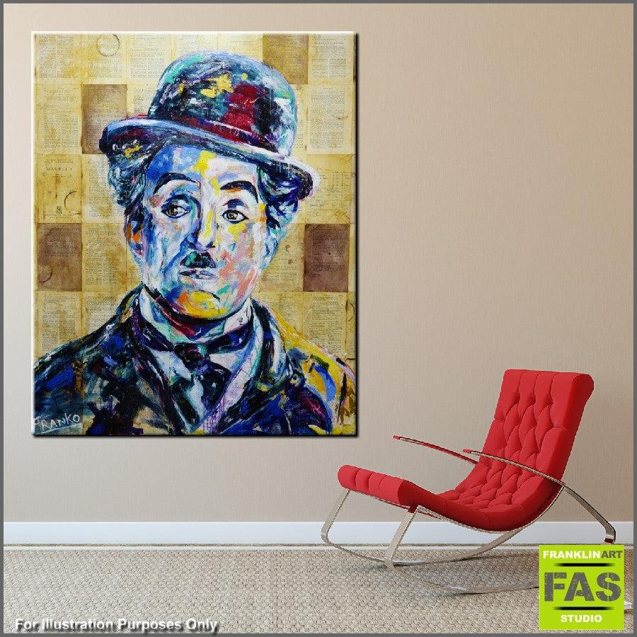 Be Inspired! Book Club Charlie Chaplin (SOLD)-book club-[Franko_Artist]-[Australian_artist]-[Gold_Coast]-[Brisbane]-[modern]-[contemporary]-[original]-[Large_artwork]-[The_Block]-[Dream_Homes]-[ideas]-[Grand_Designs]-[Art_Lover]-Franklin Art Studio