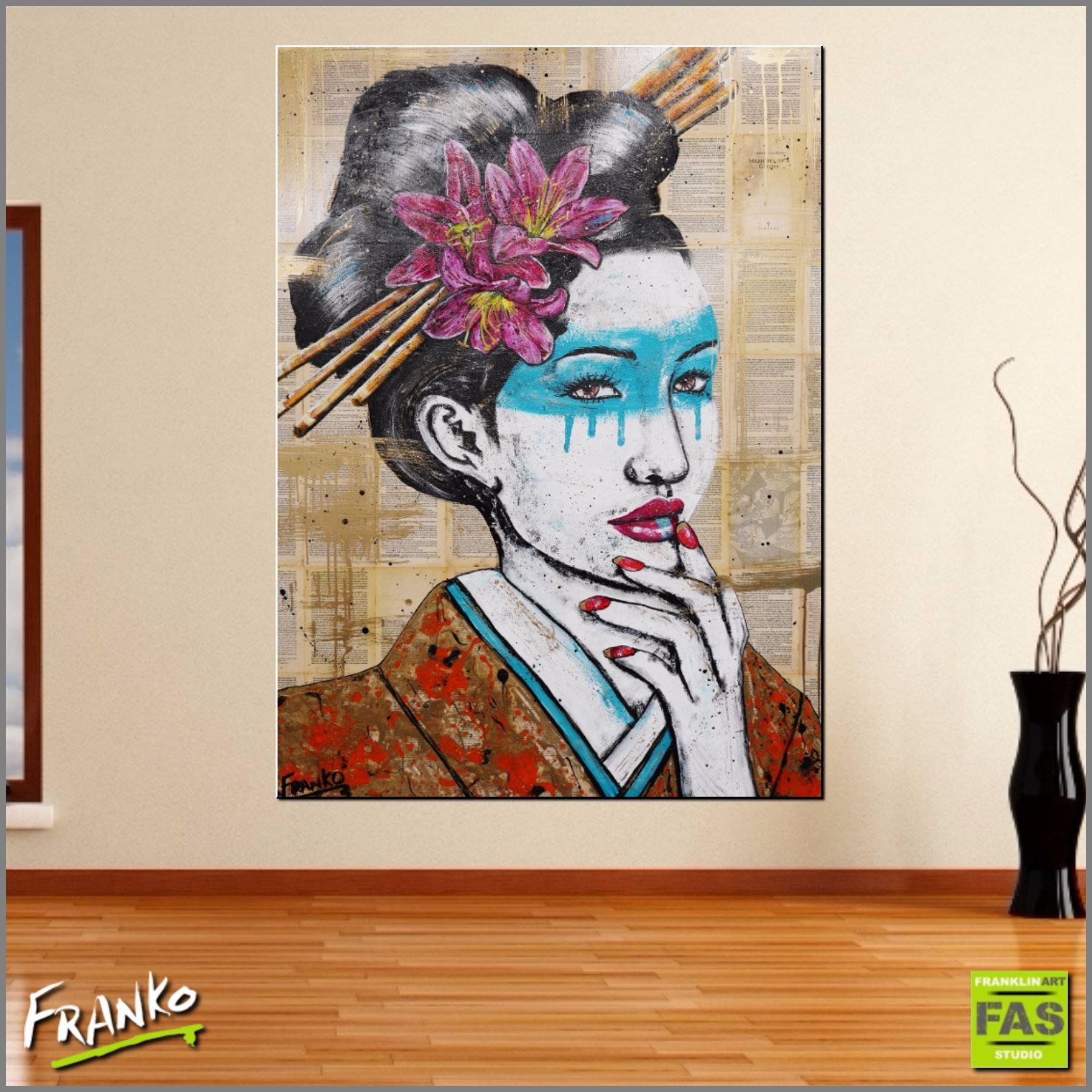 Be Inspired! Book Club Geisha (SOLD)-book club-[Franko_Artist]-[Australian_artist]-[Gold_Coast]-[Brisbane]-[modern]-[contemporary]-[original]-[Large_artwork]-[The_Block]-[Dream_Homes]-[ideas]-[Grand_Designs]-[Art_Lover]-Franklin Art Studio