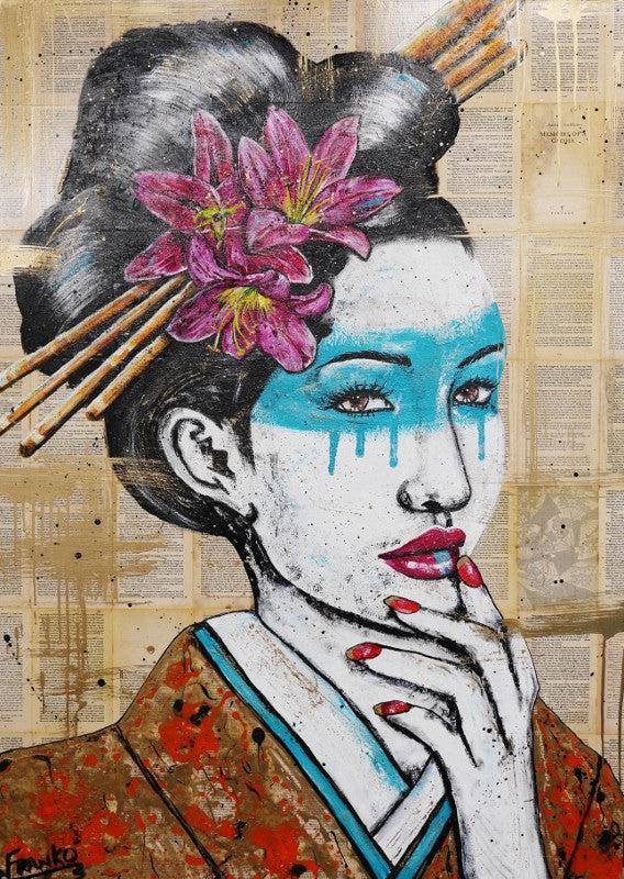 Be Inspired! Book Club Geisha (SOLD)-book club-[Franko_Artist]-[Australian_artist]-[Gold_Coast]-[Brisbane]-[modern]-[contemporary]-[original]-[Large_artwork]-Franklin Art Studio
