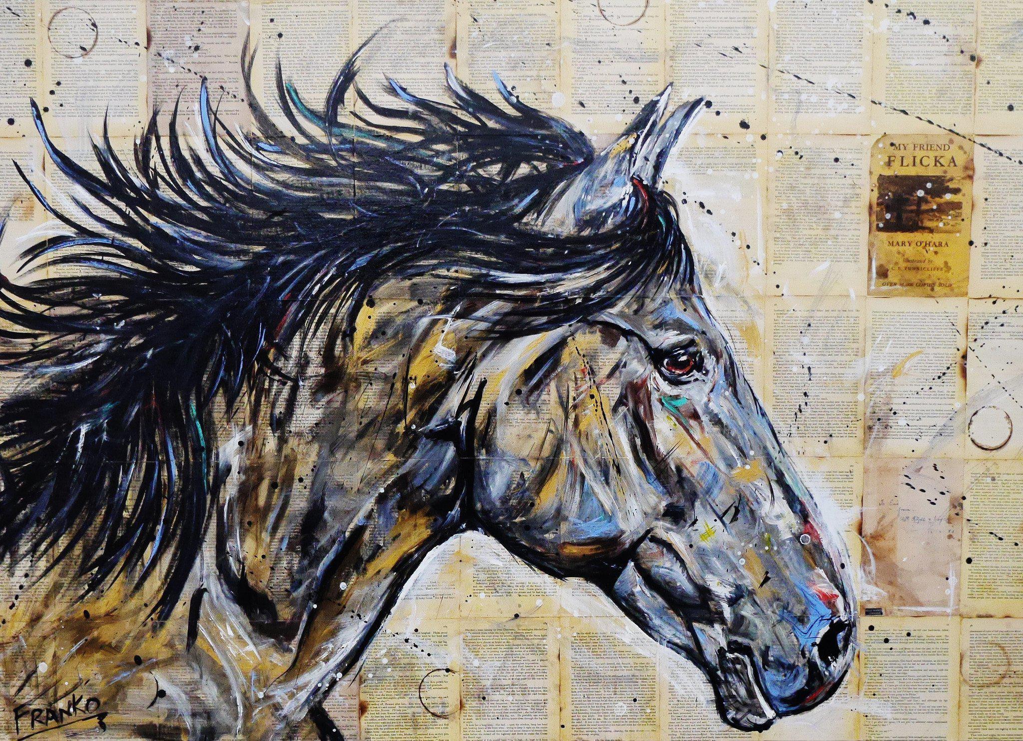 Be Inspired! Book Club Horse (SOLD)-book club-[Franko_Artist]-[Australian_artist]-[Gold_Coast]-[Brisbane]-[modern]-[contemporary]-[original]-[Large_artwork]-Franklin Art Studio